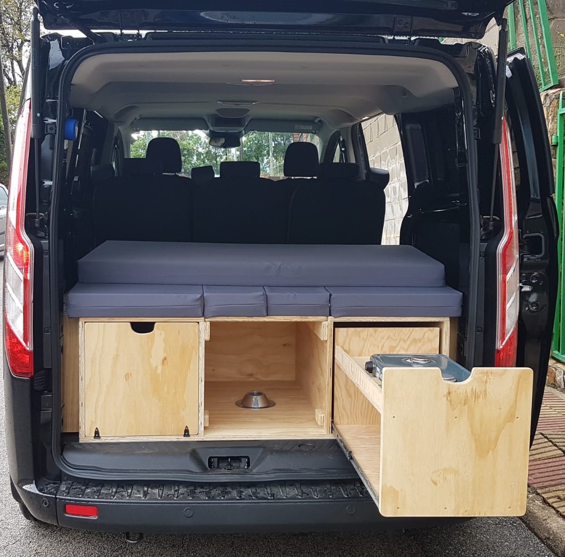 Meuble De Rangement MDF Pour Ford Transit Custom SWB – 102x30x136 Cm – Marron