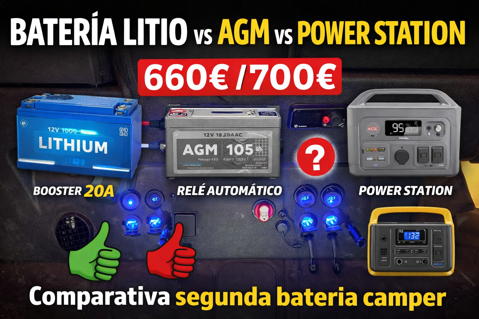 comparativa real entre power station para camper y segunda batería de litio instalada
