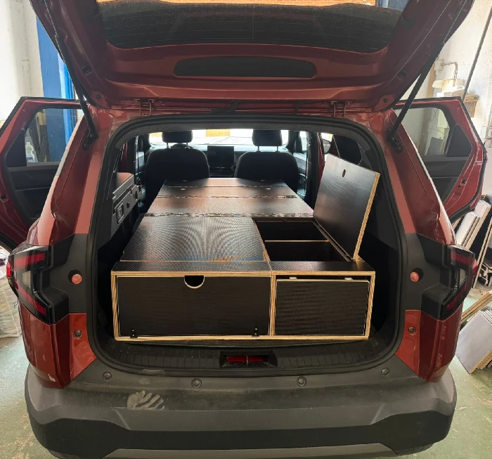 Dacia Bigster camper kit with removable furniture, folding bed, rear kitchen drawer and New Design mattress pack included
