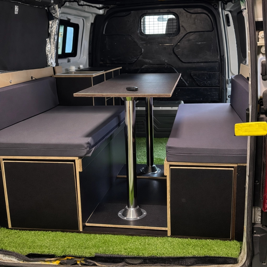 Ford Transit Custom Camper Box with removable bed, rear kitchen and New Design mattress pack